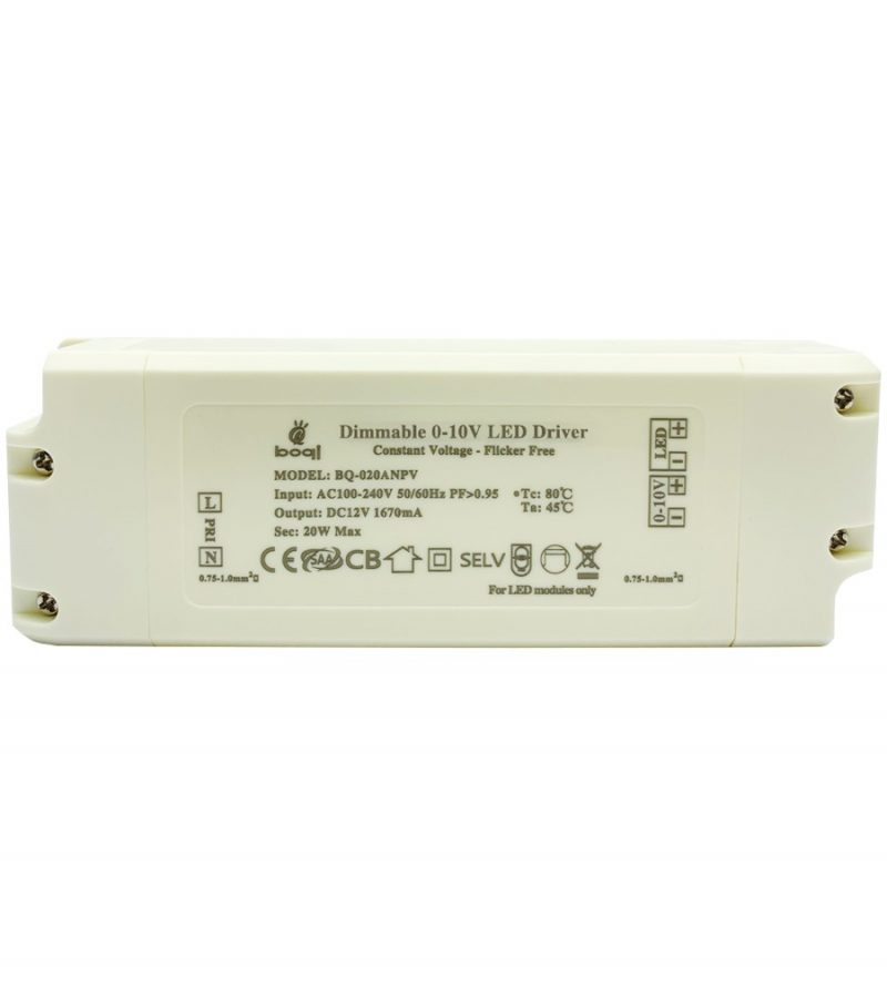 HPFC Constant Voltage 0-10V Dimmable LED Driver 12V 20W